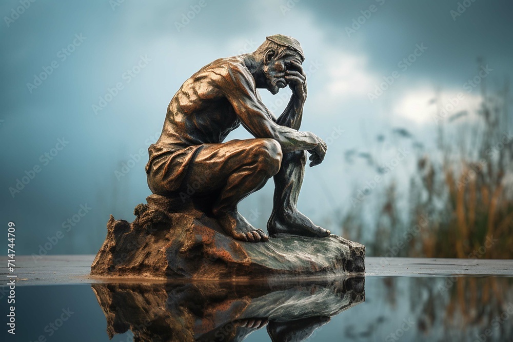 sculpture of a person thinker statue 