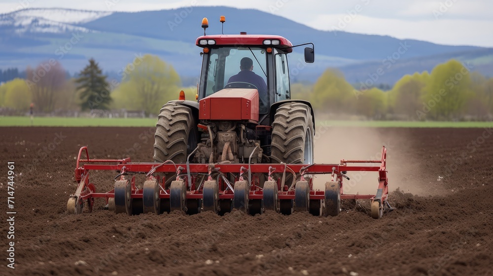Fototapeta premium The tractor's intuitive dashboard display provides essential information to the driver, ensuring optimal operation