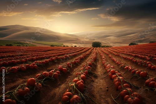 Tomato field inside a farm Rural landscape