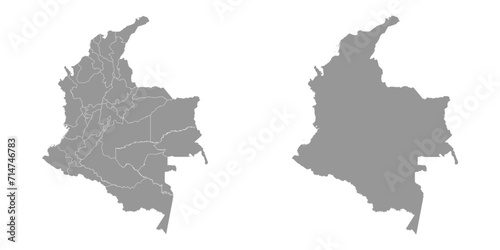 Colombia map with administrative divisions.