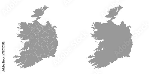 Ireland gray map with counties. Vector illustration.