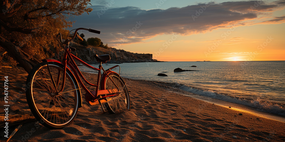 Fototapeta premium Bike on beach