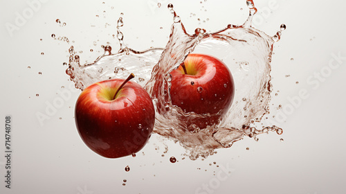 Apple fresh  ripe Apple , splash water , white background , Generate AI