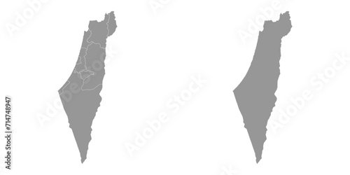 Israel map with administrative divisions.