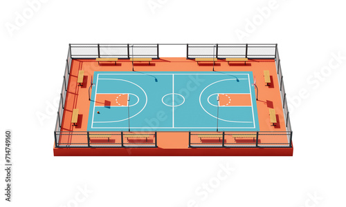 농구 코트 경기장 아이소메트릭 Basketball Court Isometric photo