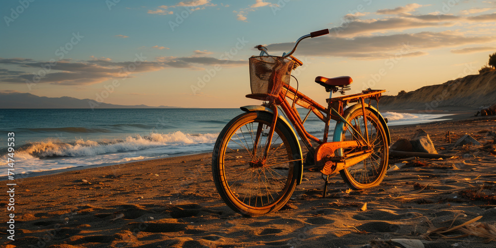 Obraz premium Bike on beach