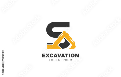 S Letter Excavator logo template for symbol of business identity