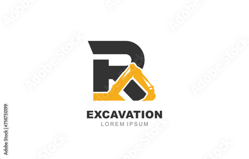 R Letter Excavator logo template for symbol of business identity