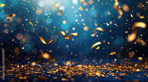Celebration background with confetti and gold, Copy Space, generative ai