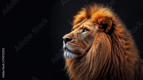 lion on isolated black background, generative ai