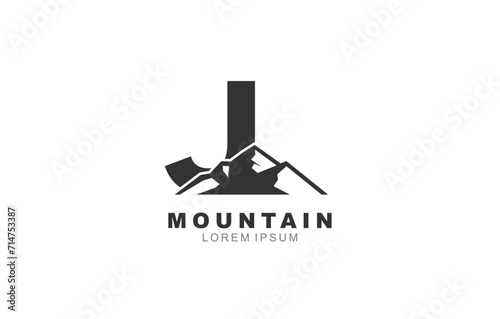 J Letter Mountain logo template for symbol of business identity