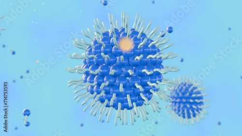 3d animation of reverse micelles are used for the selective separation and purification of biomolecules, and for the synthesis of nanoparticles. photo