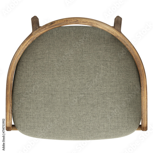 Fototapeta Naklejka Na Ścianę i Meble -  wood chair with light green fabric seat, top view, 3d rendering, on transparent background