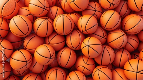 A full frame of basketball balls in a vibrant orange tone. © Irina