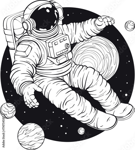 Black and white Astronaut in a space suit