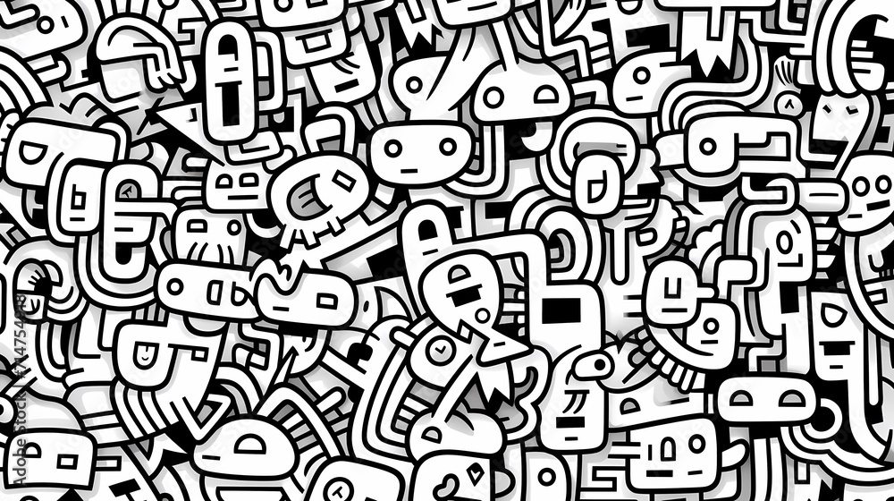 Funny doodle seamless pattern, artistic background