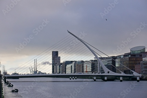 Photography Samuel Beckett bridge over the river Liffey in Dublin, Ireland