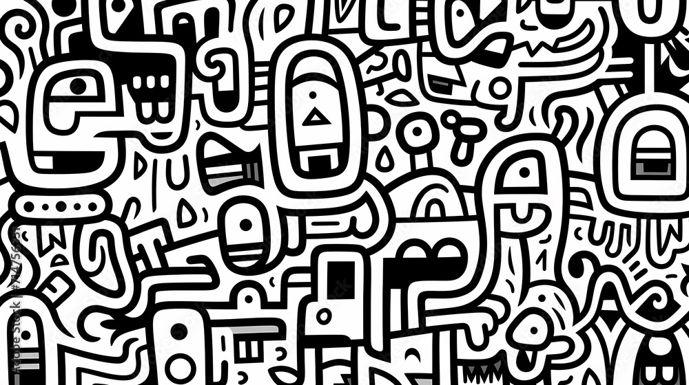 Funny doodle seamless pattern, artistic background