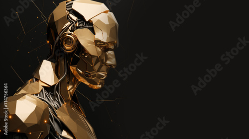 3d abstract digital technology background, Robot face. Vector, A robot portrait on red banner background. Artificial intelligence concept, technology circuit board texture, Generative Ai © HayyanGFX