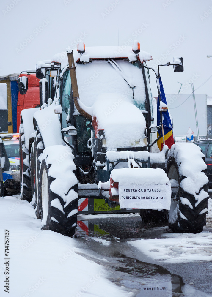 Romanian transporters and farmers protest, Afumati, Ilfov, Romania, day 13, 20 jan 2024