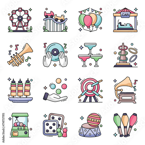 Pack of Music and Entertainment Flat Icons

