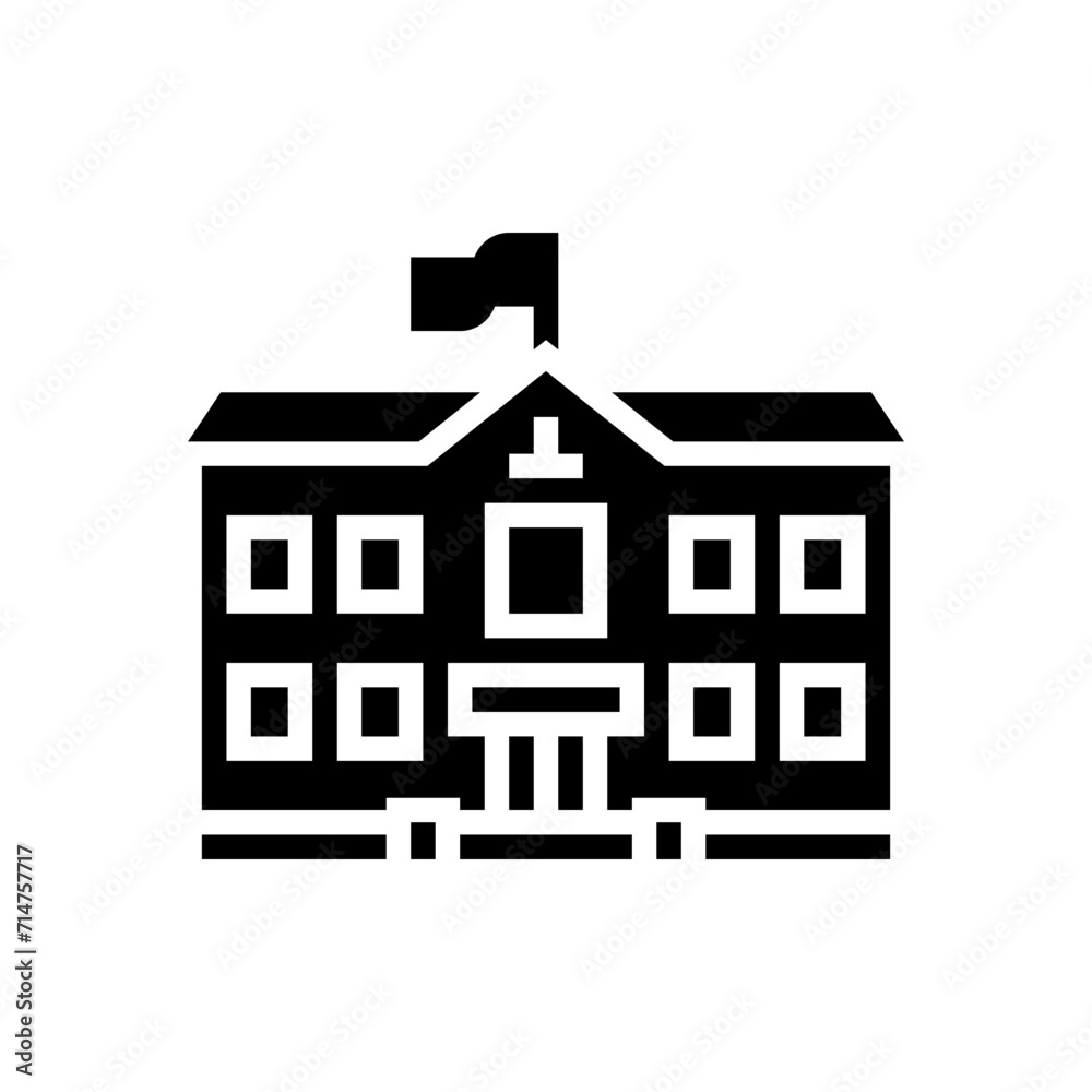 modern school building glyph icon vector. modern school building sign. isolated symbol illustration