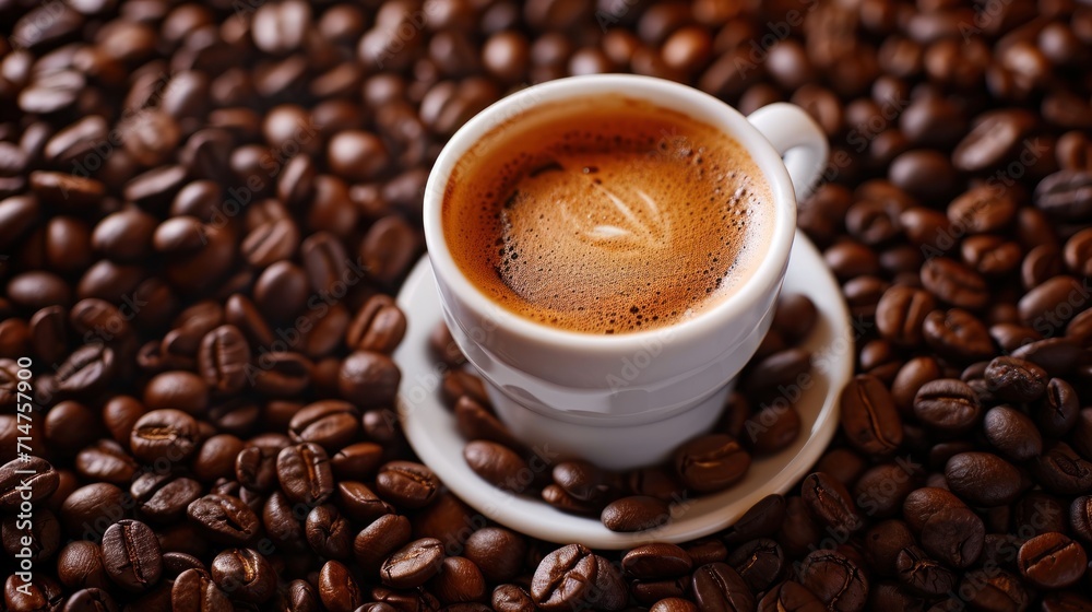 Fototapeta premium Coffee Cup on Coffee Beans