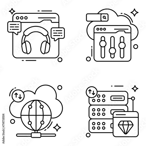 Pack of Cloud Service Linear Icons

