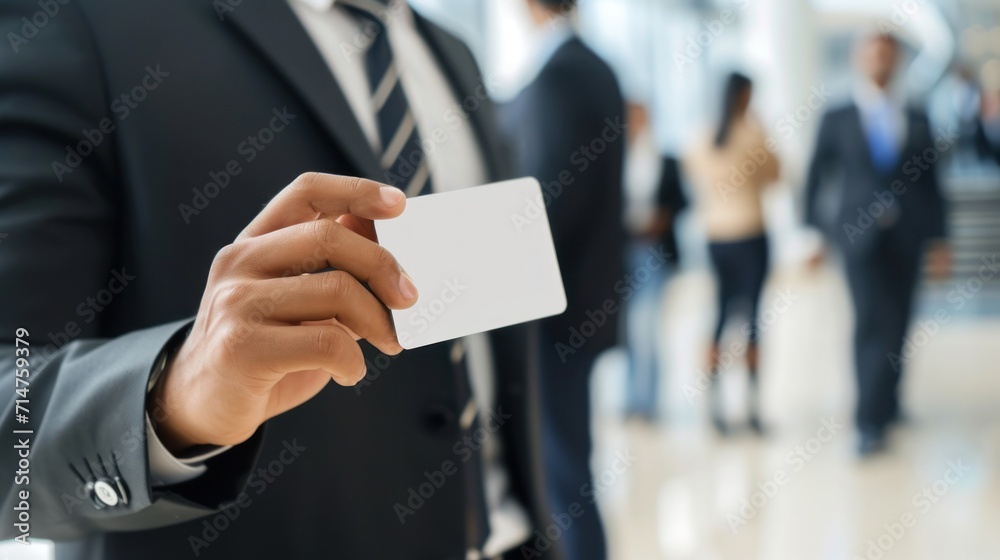 Businessman Holding Business Card for Networking Businessman Holding Business Card for Networking