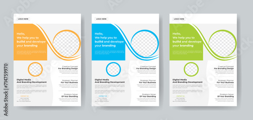 Corporate Business Flyer template layout 3 color design concept in the template. photo