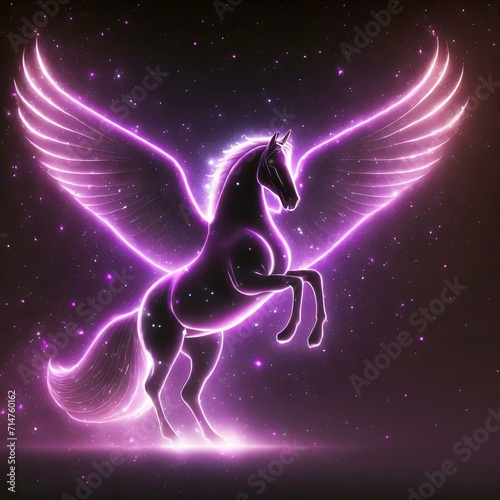 Pegasus Winged Horse Celebrating Victory Constellation of Kings Unstoppable Power The Splendor of the King Celestial Bride Perfect Elegance background with horse and stars Art Creative Concept