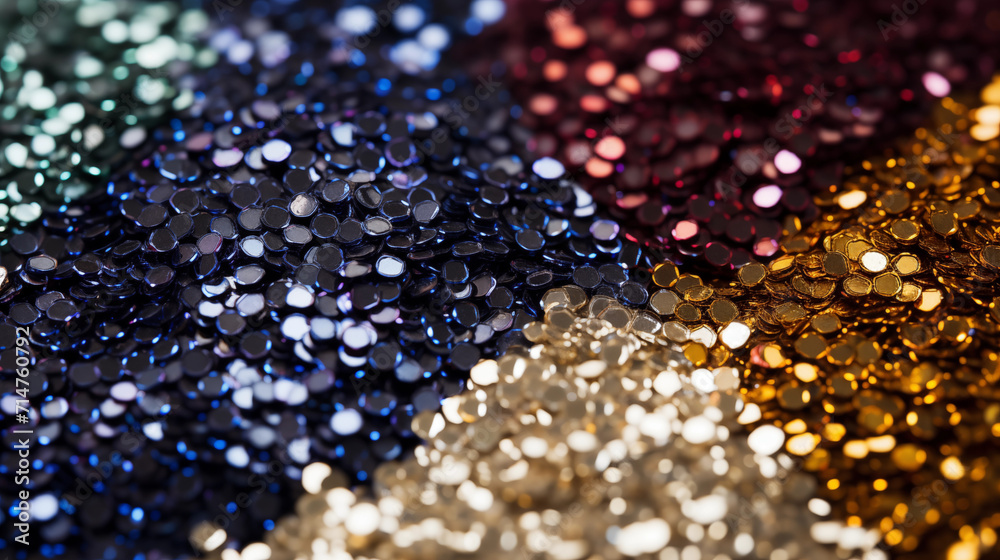 Des paillettes de toutes les couleurs. Reflet, lumineux. Brillant, scintillant. Beauté, mode. Arrière-plan pour conception et création graphique. Des paillettes de toutes les couleurs. Reflet, lumineux. Brillant, scintillant. Beauté, mode. Arrière-plan pour conception et création graphique.