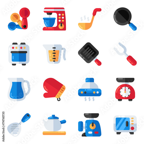 Set of Kitchen Accessories Flat Icons

