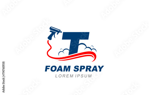 T Letter foam spray insulation logo template for symbol of business identity