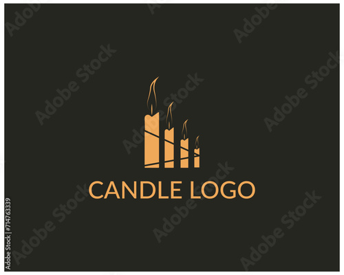 Set of one line candle logo Night light home candle design victor.