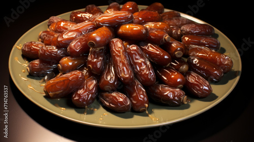 A platter of sweet and sticky dates, a traditional food often eaten to break the fast during Ramadhan