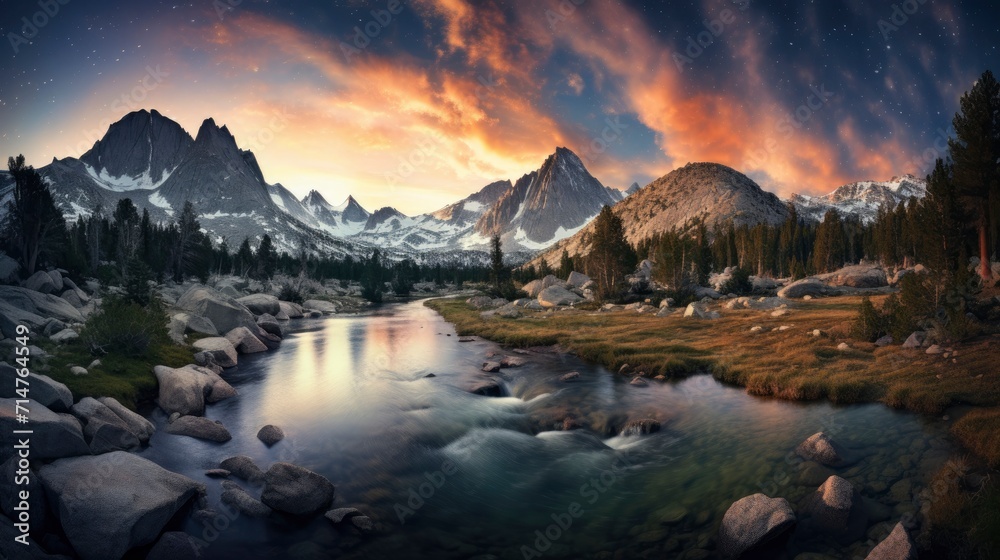 Astrophotography, A stunning astrophotography scene capturing the Milky Way over a serene mountain landscape Astrophotography, A stunning astrophotography scene capturing the Milky Way over a serene mountain landscape