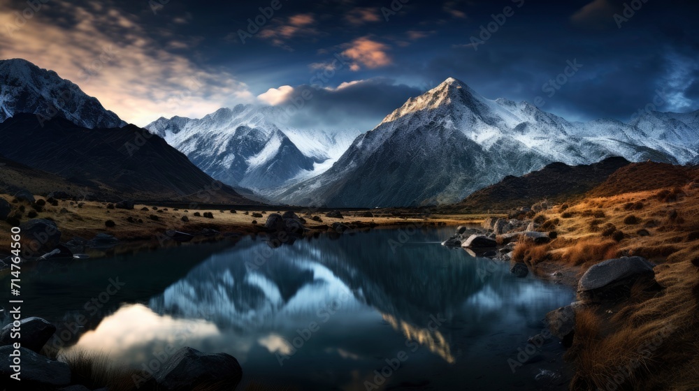 Astrophotography, A stunning astrophotography scene capturing the Milky Way over a serene mountain landscape Astrophotography, A stunning astrophotography scene capturing the Milky Way over a serene mountain landscape