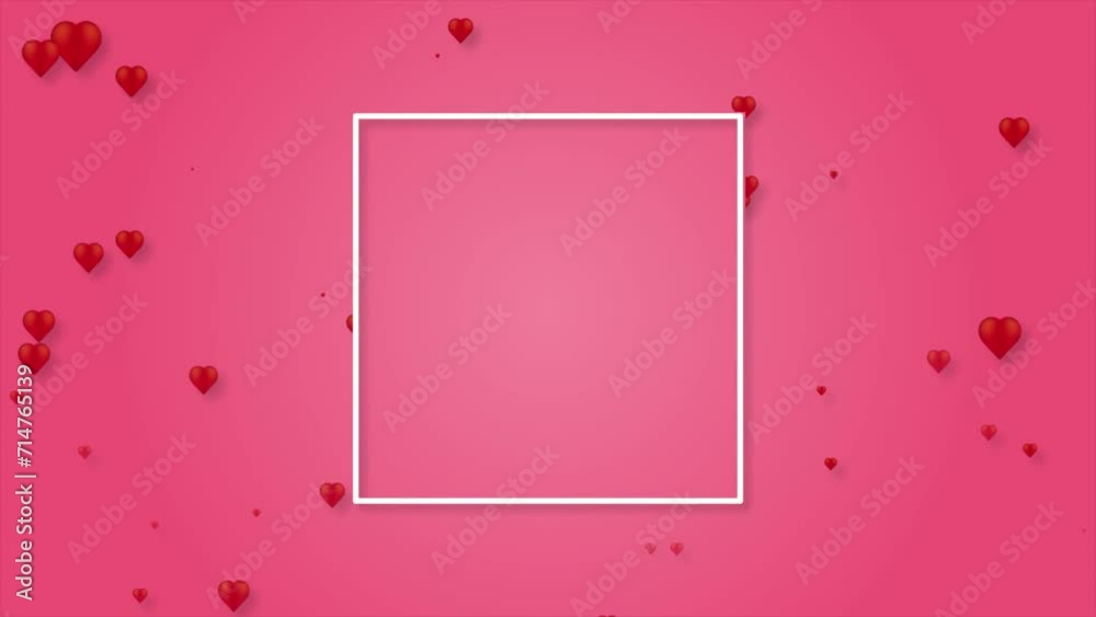 heart particle with frame on pink background, 4K animation heart particle with frame on pink background, 4K animation