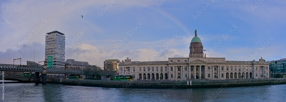 Panoramic view of The Custom House in Dublin, Ireland