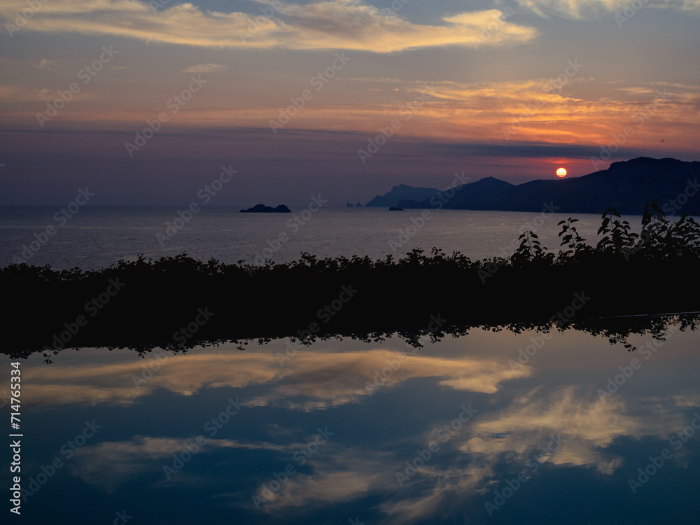 Sunset over the Amalfi peninsula