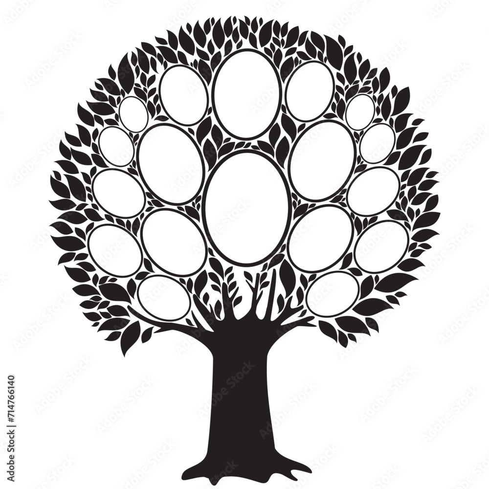 Family Tree - Frames Empty For Your Input. Family Genealogic Tree 