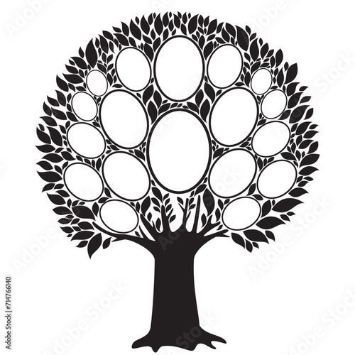 Family tree - frames empty for your input. Family genealogic tree. Parents and grandparents, children.  Genealogy, pedigree.  Cartoon character. Family Tree template Vector Illustration