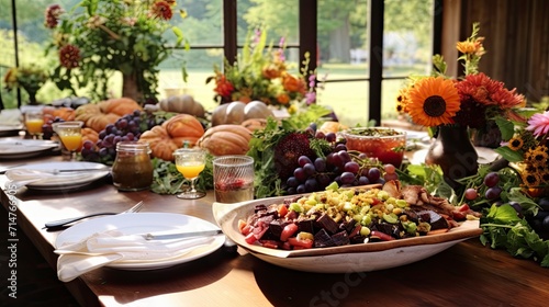 Farm-to-Table Cuisine, A rustic farm-to-table setting with fresh, organic produce and a beautifully prepared meal