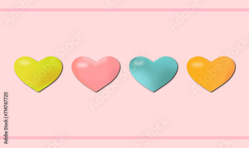 Colorful hearts, pink hearts background