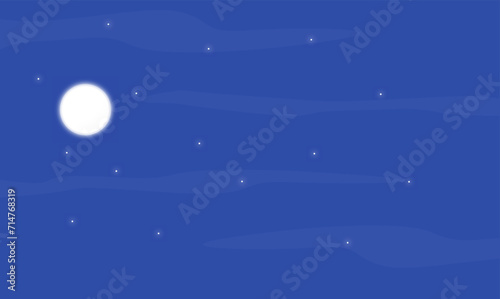Wallpaper Mural Vector landscape of sky clouds and moon at night, desert sky view, mountain sky Torontodigital.ca