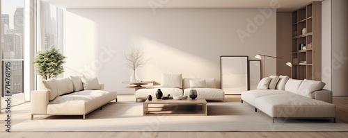 Minimalist Interior Design  A minimalist living room with sleek furniture  neutral colors  and a spacious  uncluttered look