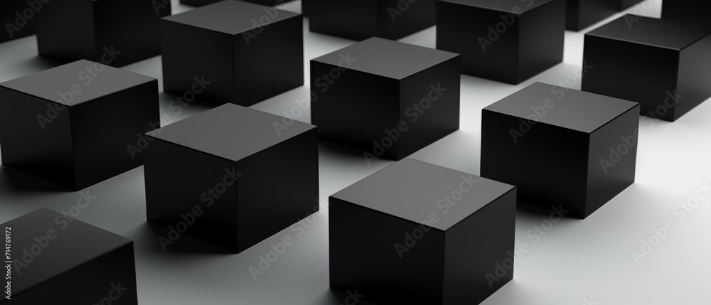 Matte Black Cubes on White Surface Matte Black Cubes on White Surface