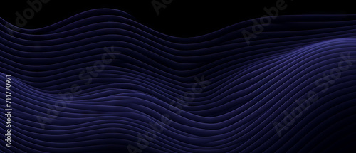 Abstract Blue Waves on Black Background