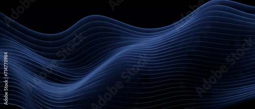Abstract Blue Waves on Black Background © smth.design
